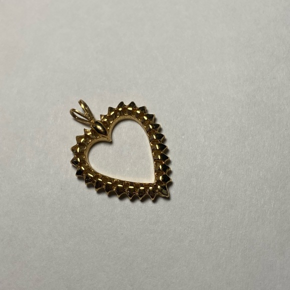 Gold Tone Heart Pendant with Rhinestones - Picture 2 of 2